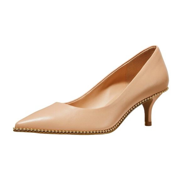 Coach Women's Jackie Pumps US 5 B Beige Leather Beaded Trim - Picture 1 of 10